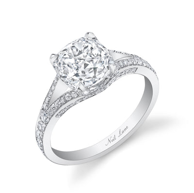 Neil Lane Couture Design Cushion-Shaped Diamond, Platinum Ring