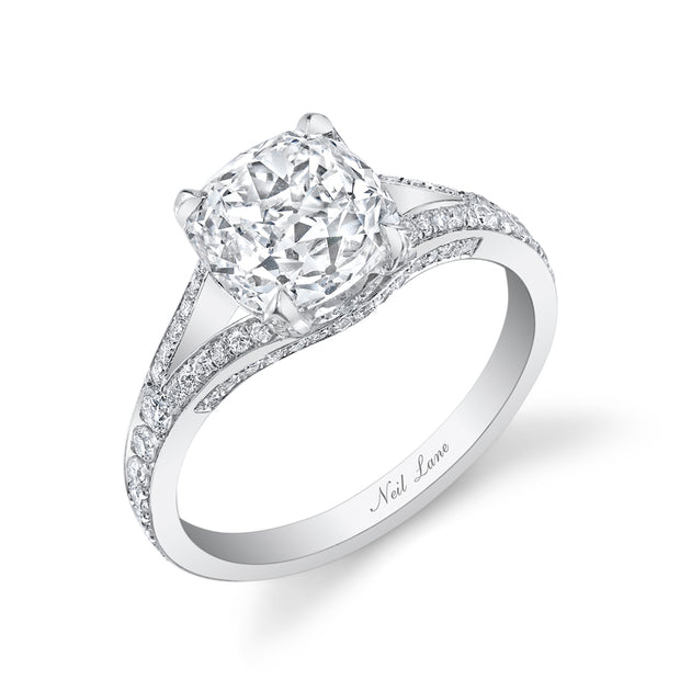 Neil Lane Couture Design Cushion-Shaped Diamond, Platinum Ring