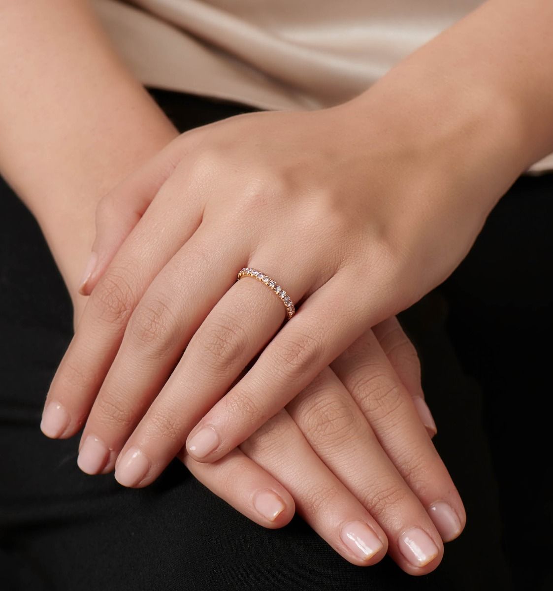 0.85ctw Neil Lane Couture Pink Diamond Rose Gold Eternity Band