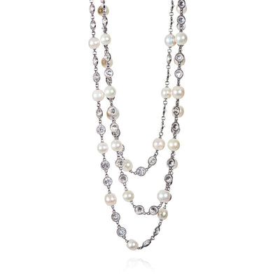 Neil Lane Couture Diamond And Pearl, Platinum Necklace
