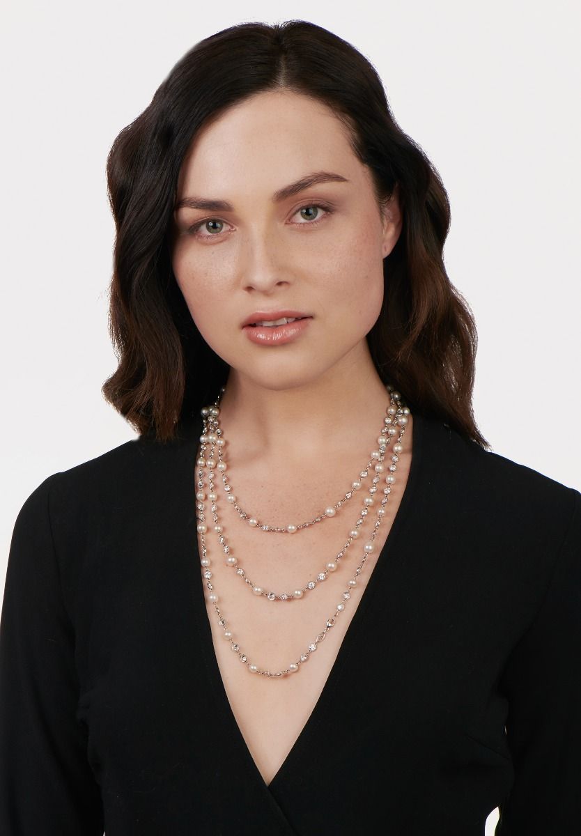 Neil Lane Couture Diamond And Pearl, Platinum Necklace