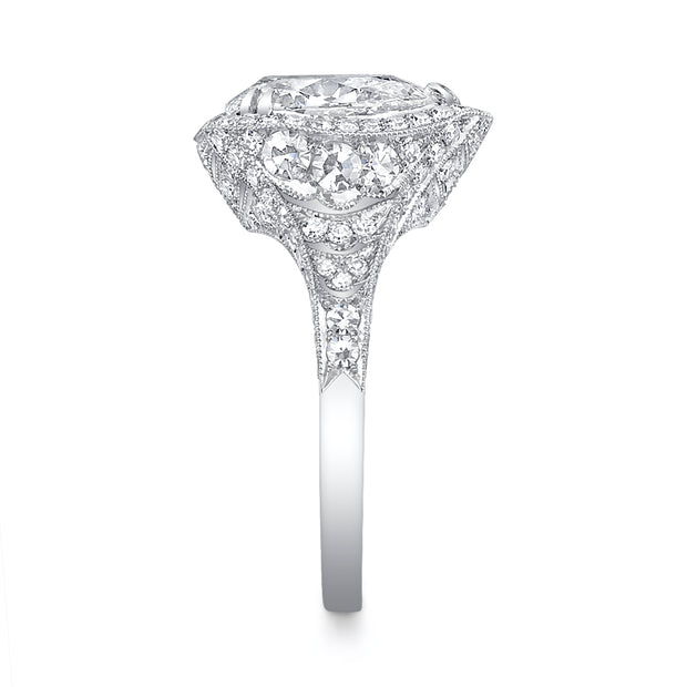 Neil Lane Couture Design Pear Brilliant-Cut Diamond, Platinum Ring