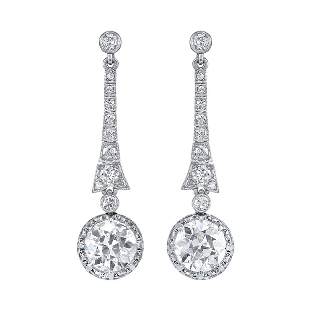 Art Deco Diamond, Platinum Earrings