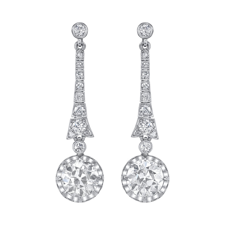 Art Deco Diamond, Platinum Earrings