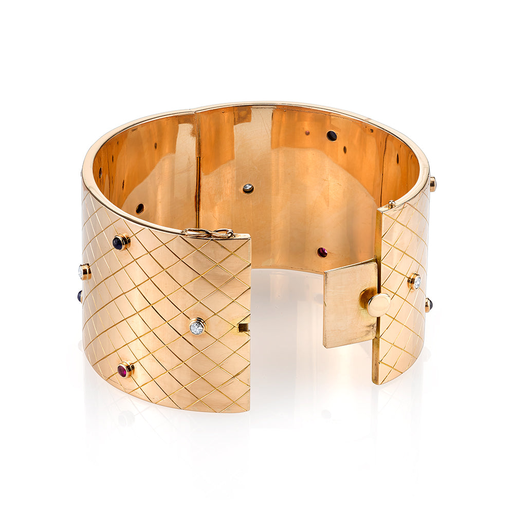 Mid-century Diamond Cuff Bracelet