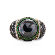 Neil Lane Couture Tsavorite And Black Diamond, 18K White Gold Ring