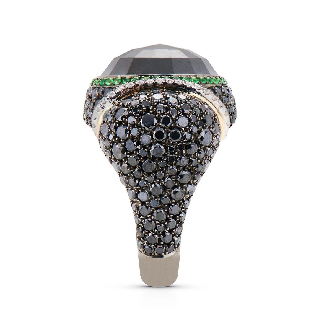 Neil Lane Couture Tsavorite And Black Diamond, 18K White Gold Ring