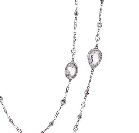 Neil Lane Couture Rose And Pear Cut Diamond And Platinum Necklace