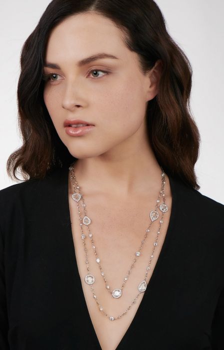 Neil Lane Couture Rose And Pear Cut Diamond And Platinum Necklace