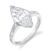 Art Deco "Marquise Modified Brilliant" Diamond, Platinum Ring
