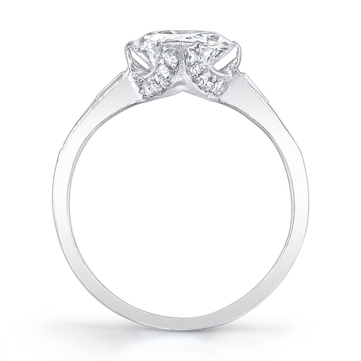 Art Deco "Marquise Modified Brilliant" Diamond, Platinum Ring