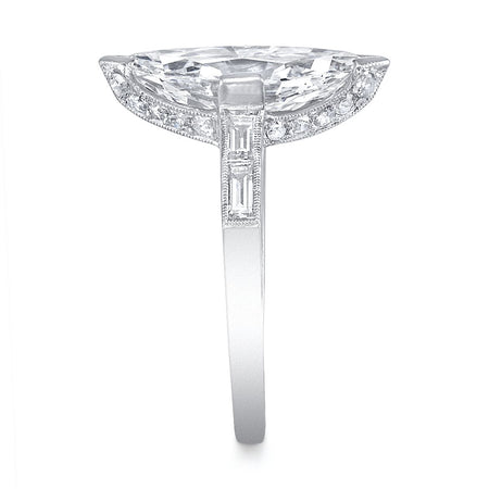 Art Deco "Marquise Modified Brilliant" Diamond, Platinum Ring