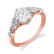 Neil Lane Couture Design Old European-Cut Diamond, 18K Rose Gold, Platinum Ring