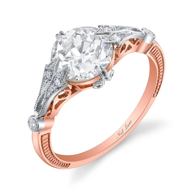 Neil Lane Couture Old European-Cut Diamond, 18K Rose Gold, Platinum Ring