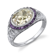 Art Deco Diamond, Amethyst, Platinum Ring, M & Co.