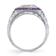 Art Deco Diamond, Amethyst, Platinum Ring, M & Co.