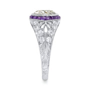 Art Deco Diamond, Amethyst, Platinum Ring, M & Co.