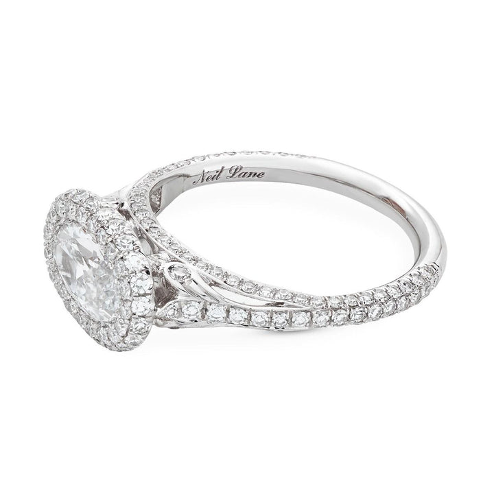 Neil Lane Couture Moval-Shaped Diamond, Platinum Engagement Ring