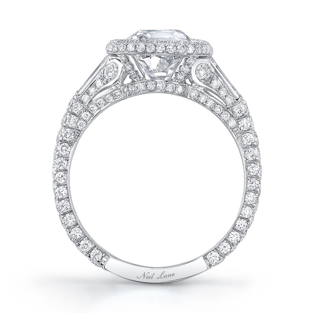 Neil Lane Couture Design Cushion-Shaped Diamond, Platinum Ring