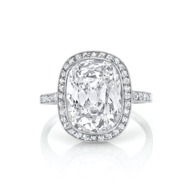 Antique "Cushion Modified Brilliant" Diamond, Platinum Ring