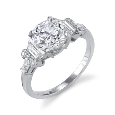 Art Deco "Round Brilliant" Diamond, Platinum Ring