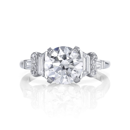 Art Deco "Round Brilliant" Diamond, Platinum Ring