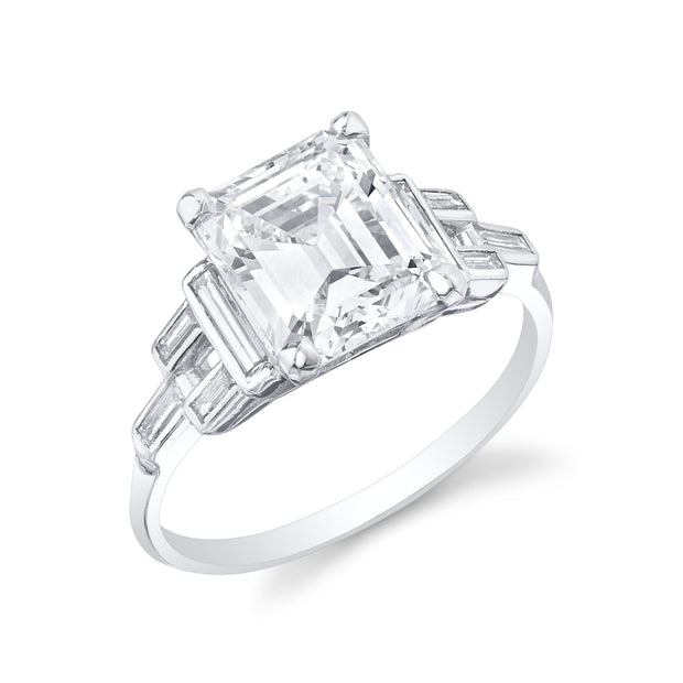 Art Deco "Emerald Cut" Diamond, Platinum Ring