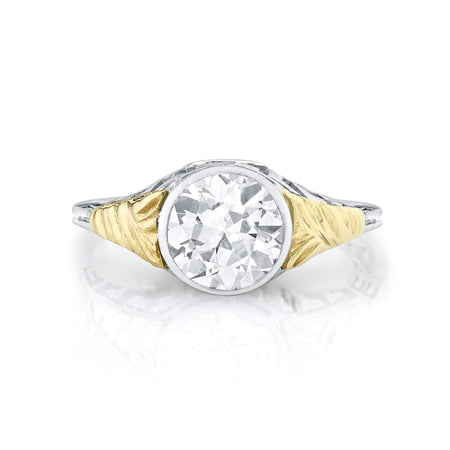 Antique Old European-Cut Diamond, 18K Gold, Platinum Ring