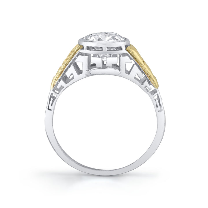 Antique Old European-Cut Diamond, 18K Gold, Platinum Ring