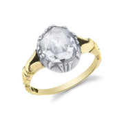 Antique Rose-Cut Diamond, Silver-Topped 18K Yellow Gold Ring