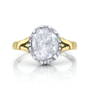 Antique Rose-Cut Diamond, Silver-Topped 18K Yellow Gold Ring