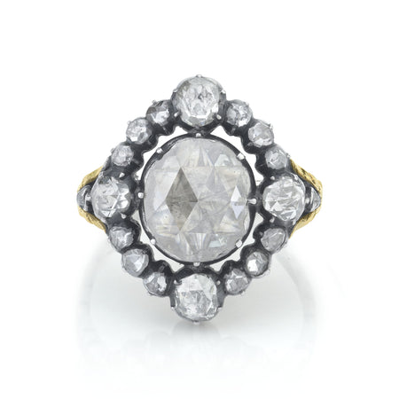 Georgian Rose-Cut Diamond, Silver-Topped Yellow Gold Ring