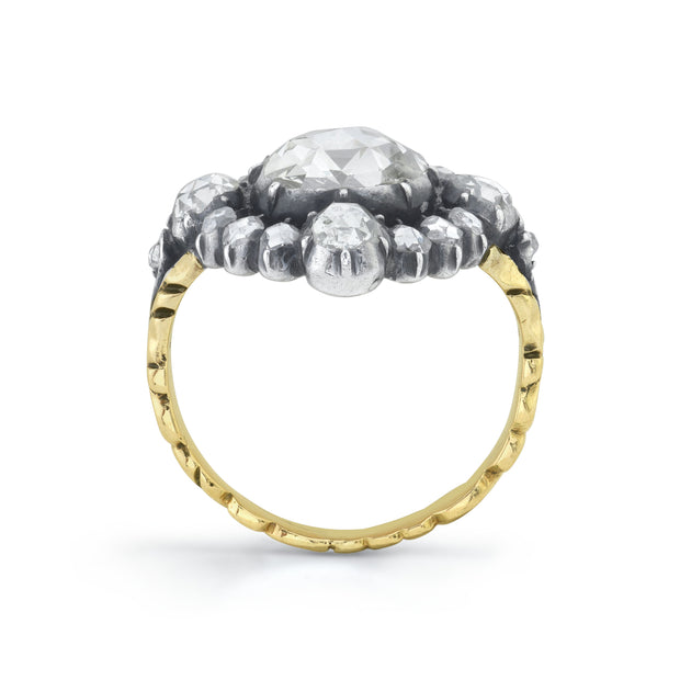 Georgian Rose-Cut Diamond, Silver-Topped Yellow Gold Ring
