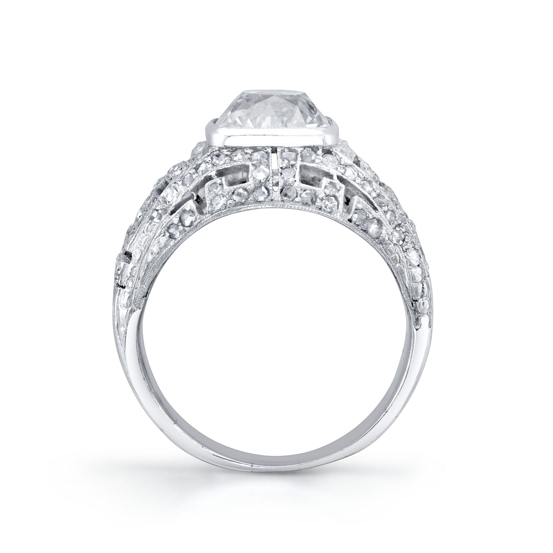 Antique Old Mine-Cut Diamond, Platinum Ring