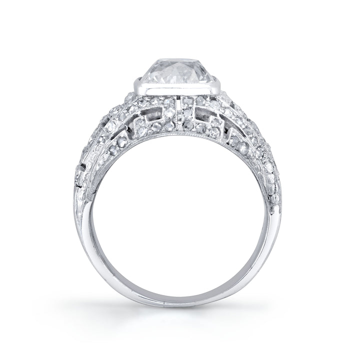Antique Old Mine-Cut Diamond, Platinum Ring