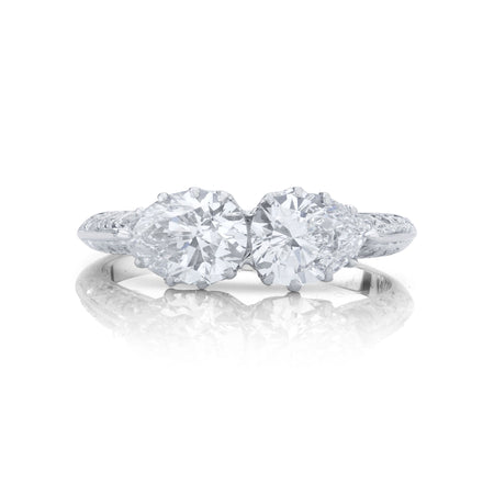 Neil Lane Couture "Pear Brilliant" Diamond, "Toi Et Moi" Platinum Ring