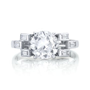 Art Deco "Round Brilliant" Diamond, Platinum Ring