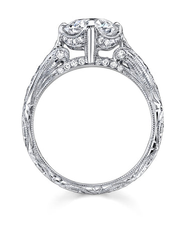 Neil Lane Couture Design Round Brilliant Cut Diamond, Platinum Ring