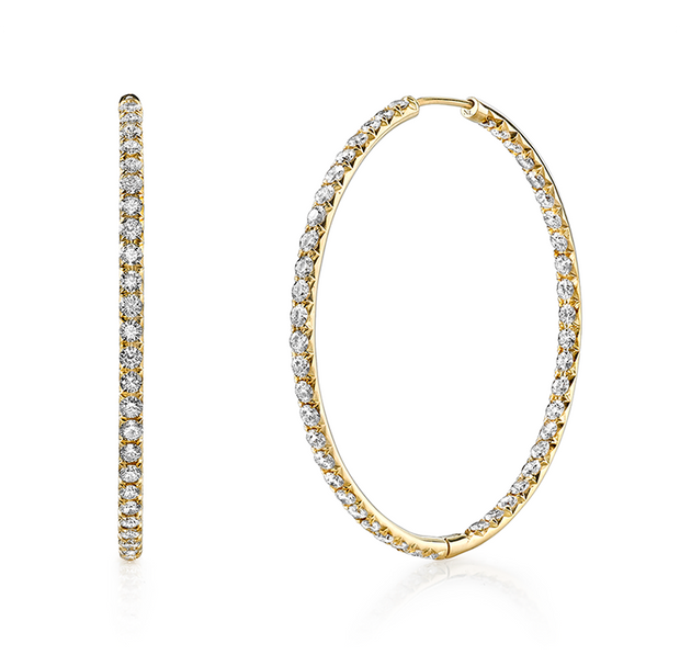 Neil Lane Couture Yellow Gold Diamond Hoop Earrings