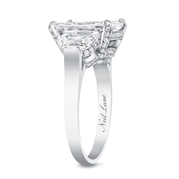 Neil Lane Couture Emerald-Cut Diamond, Platinum Ring