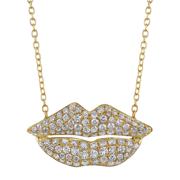 Neil Lane Couture Diamond, Yellow Gold "Lips" Pendant Necklace