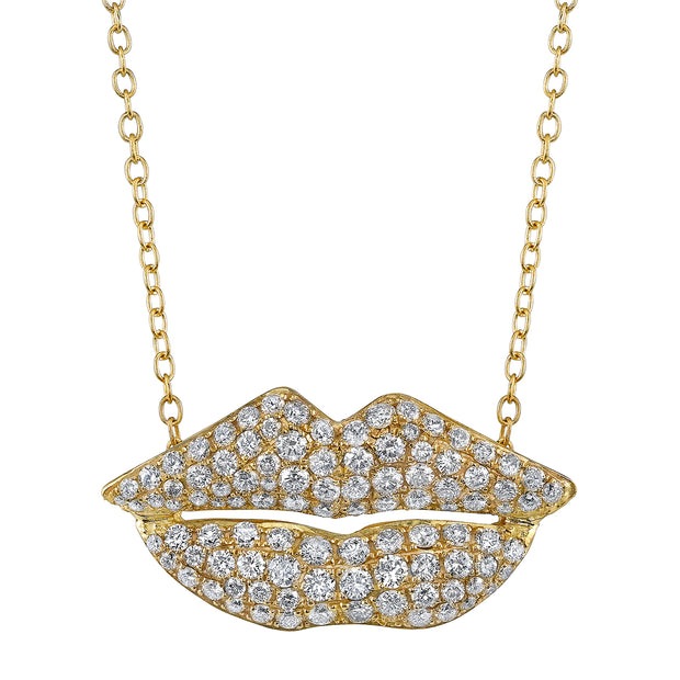 Neil Lane Couture Diamond, Yellow Gold "Lips" Pendant Necklace